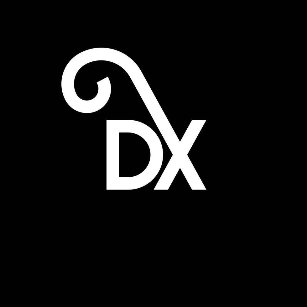 création de logo de lettre dx sur fond noir. concept de logo de lettre initiales créatives dx. conception de lettre dx. dx conception de lettre blanche sur fond noir. dx, logo dx vecteur