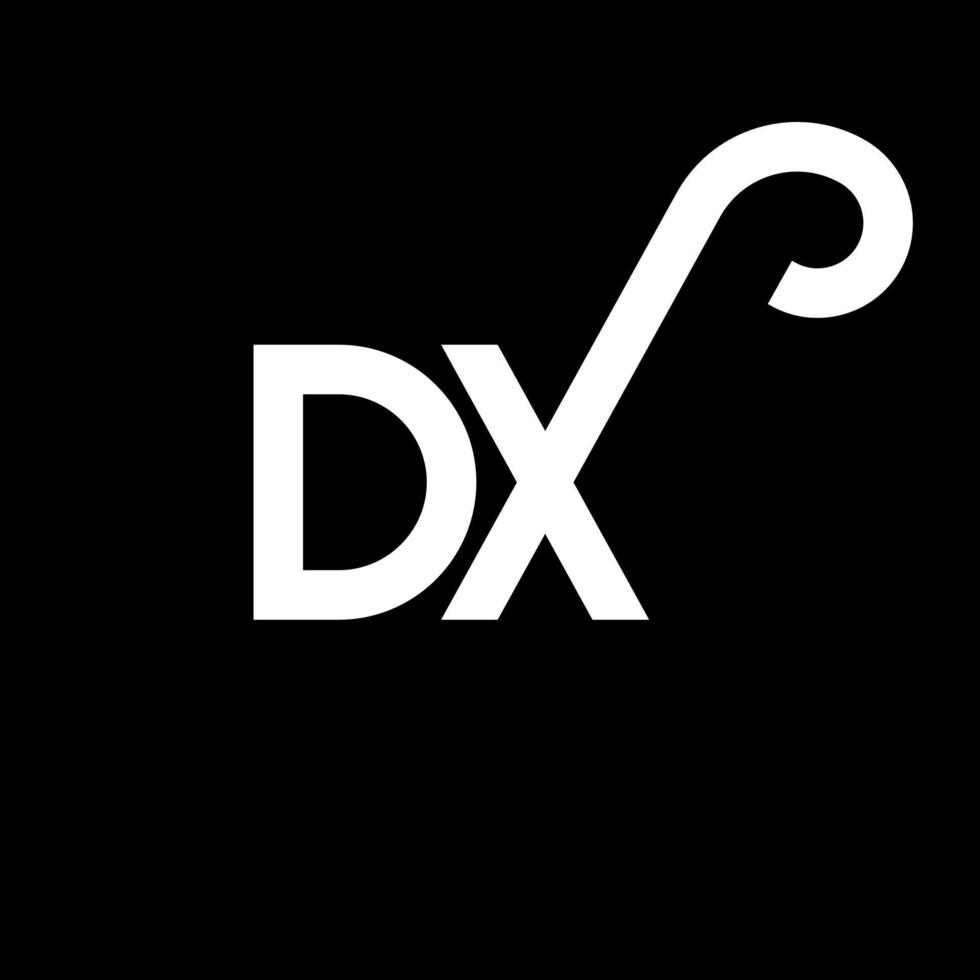 création de logo de lettre dx sur fond noir. concept de logo de lettre initiales créatives dx. conception de lettre dx. dx conception de lettre blanche sur fond noir. dx, logo dx vecteur