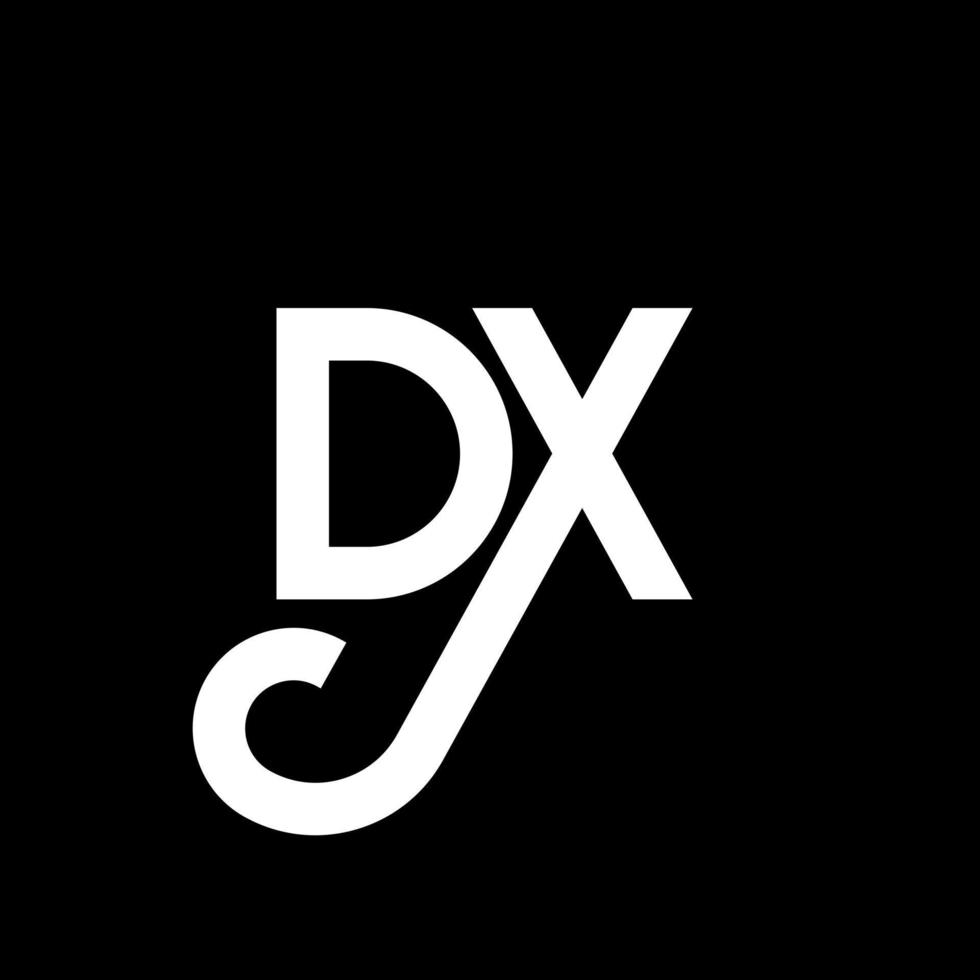 création de logo de lettre dx sur fond noir. concept de logo de lettre initiales créatives dx. conception de lettre dx. dx conception de lettre blanche sur fond noir. dx, logo dx vecteur