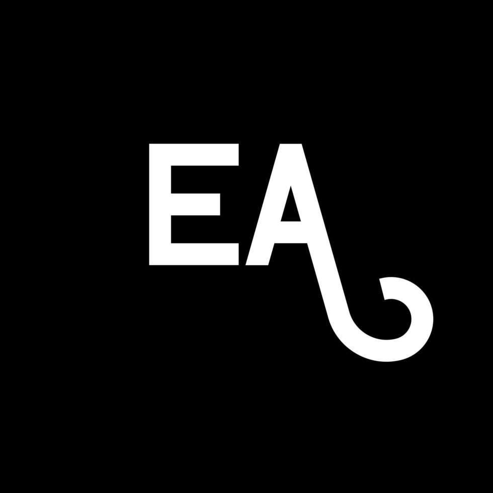 création de logo de lettre ea sur fond noir. concept de logo de lettre initiales créatives ea. conception de lettre ea. ea lettre blanche sur fond noir. logo ea, ea vecteur