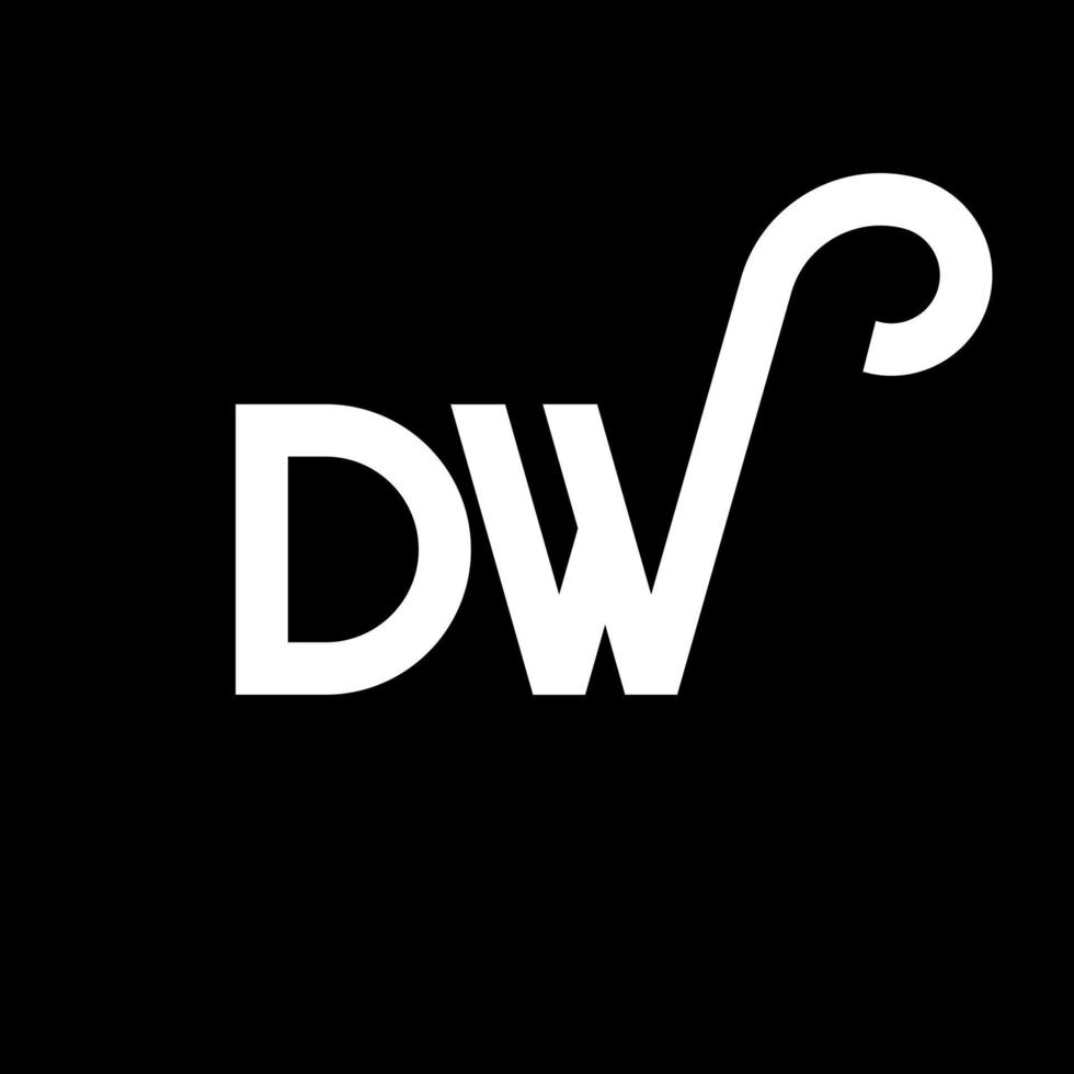création de logo de lettre dw sur fond noir. concept de logo de lettre initiales créatives dw. conception de lettre dw. dw conception de lettre blanche sur fond noir. dw, dw logo vecteur