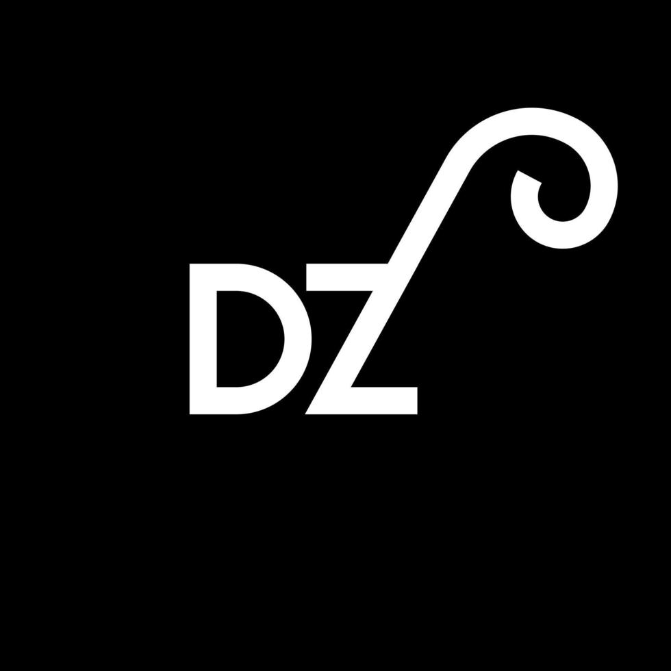 création de logo de lettre dz sur fond noir. concept de logo de lettre initiales créatives dz. conception de lettre dz. dz conception de lettre blanche sur fond noir. dz, logo dz vecteur