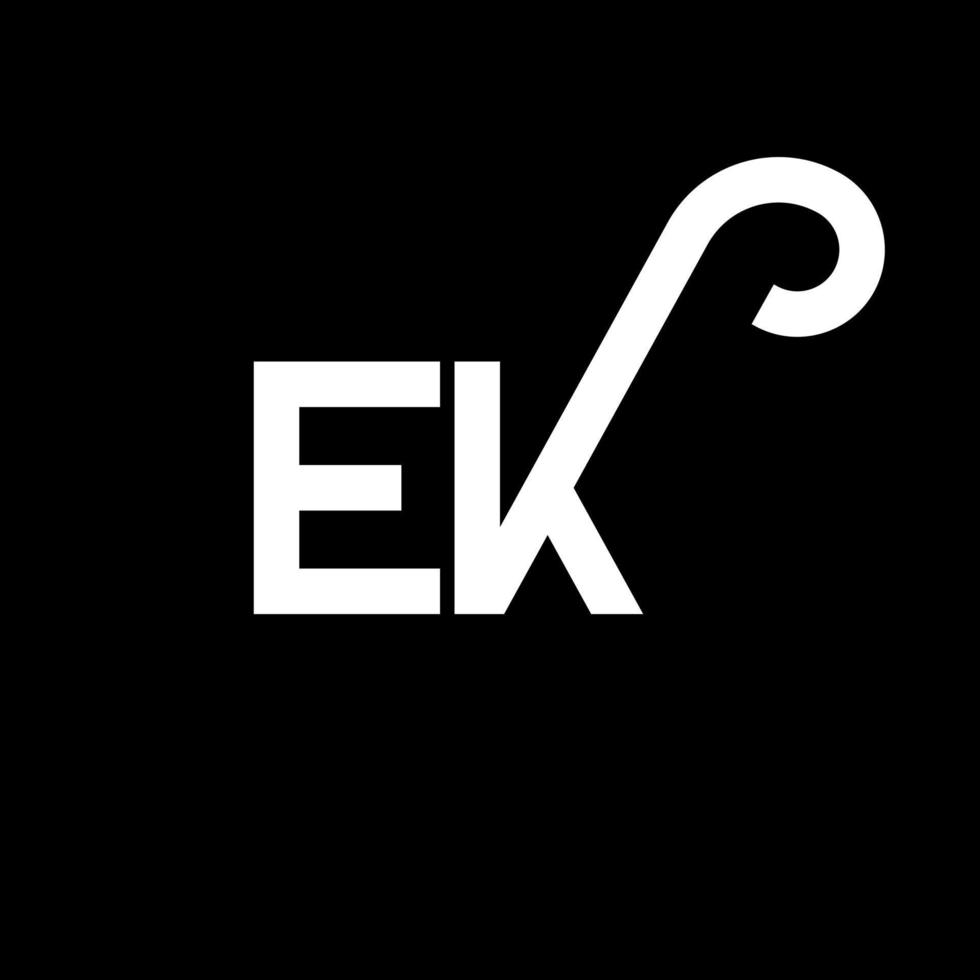 création de logo de lettre ek sur fond noir. concept de logo de lettre initiales créatives ek. conception de lettre ek. ek lettre blanche sur fond noir. ek, ek logo vecteur