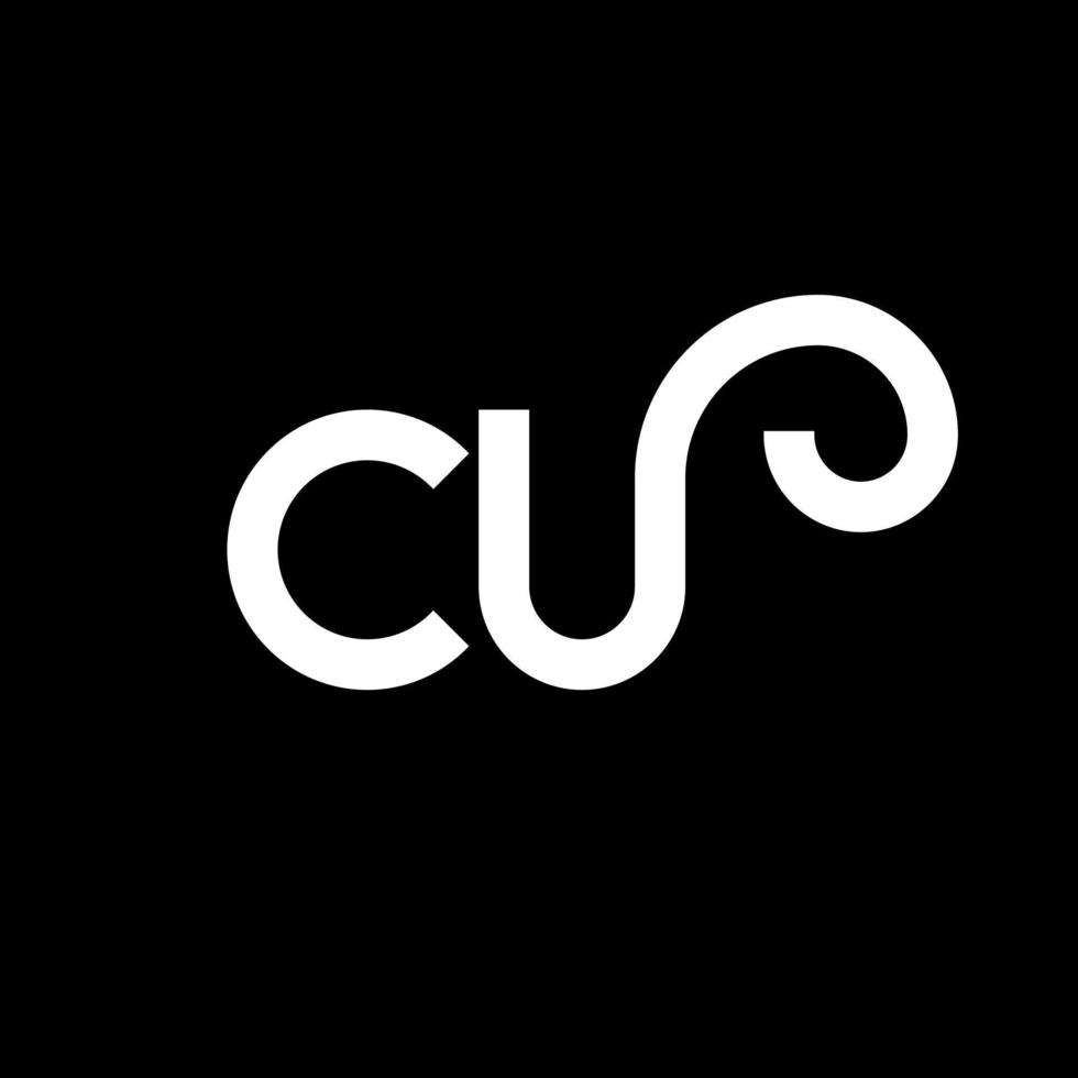 création de logo de lettre cu sur fond noir. cu concept de logo de lettre initiales créatives. conception de lettre cu. cu lettre blanche sur fond noir. cu, cu logo vecteur