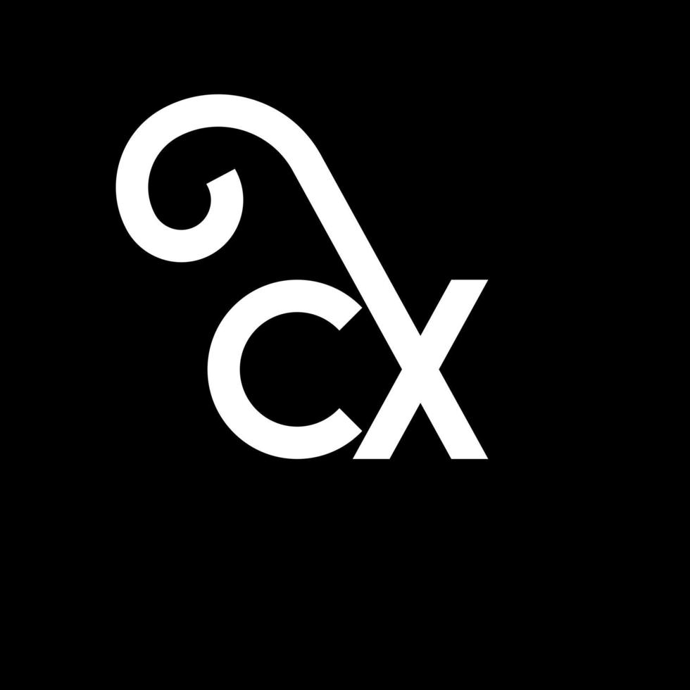 création de logo de lettre cx sur fond noir. cx concept de logo de lettre initiales créatives. conception de lettre cx. conception de lettre cx blanche sur fond noir. cx, cx logo vecteur