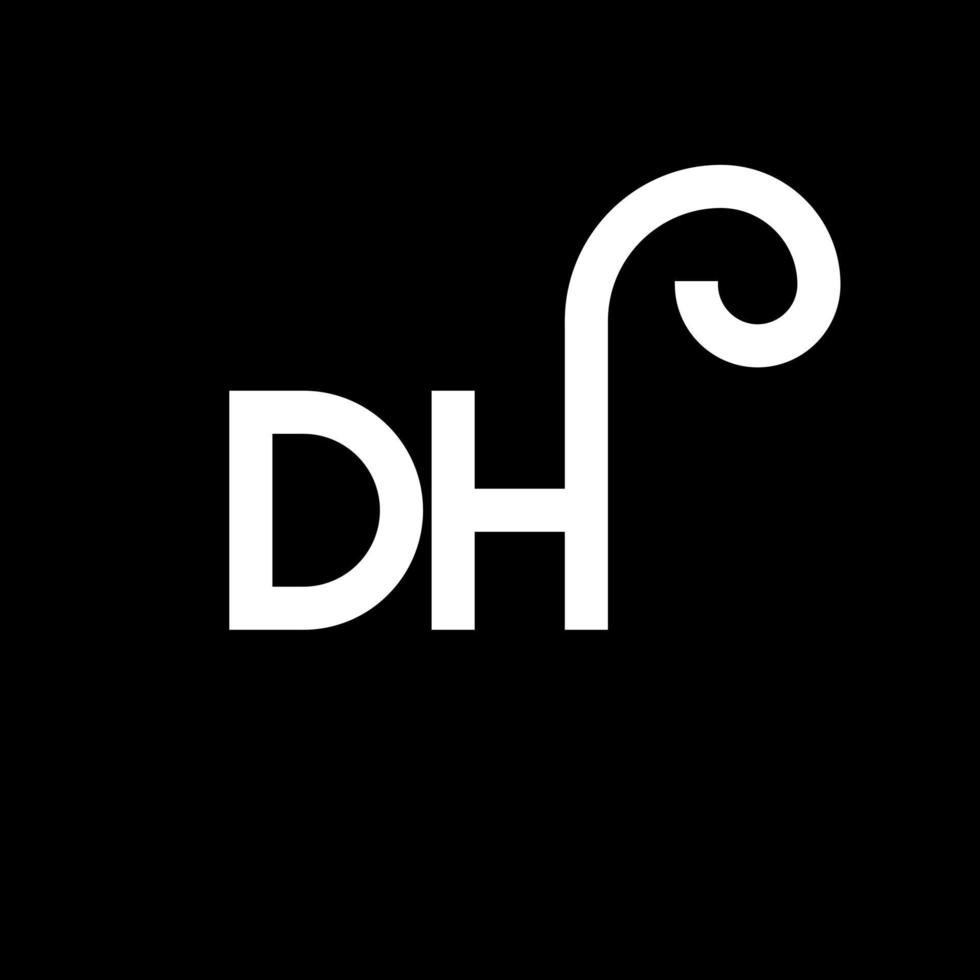 création de logo de lettre dh sur fond noir. dh concept de logo de lettre initiales créatives. conception de lettre dh. dh conception de lettre blanche sur fond noir. dh, dh logo vecteur