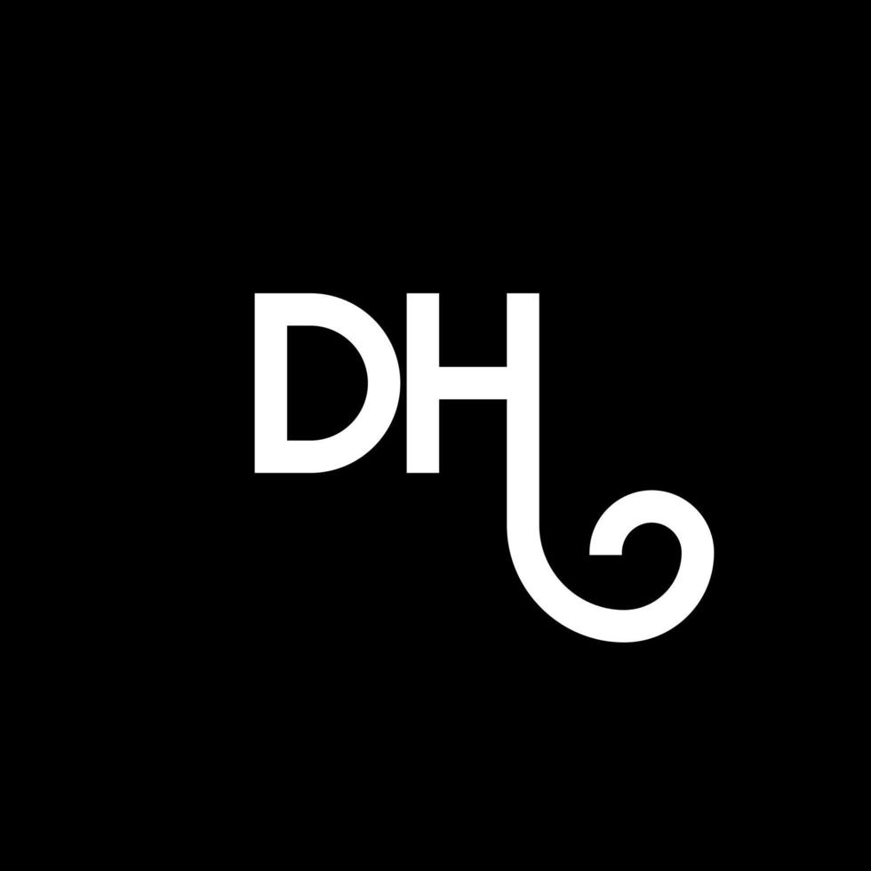 création de logo de lettre dh sur fond noir. dh concept de logo de lettre initiales créatives. conception de lettre dh. dh conception de lettre blanche sur fond noir. dh, dh logo vecteur