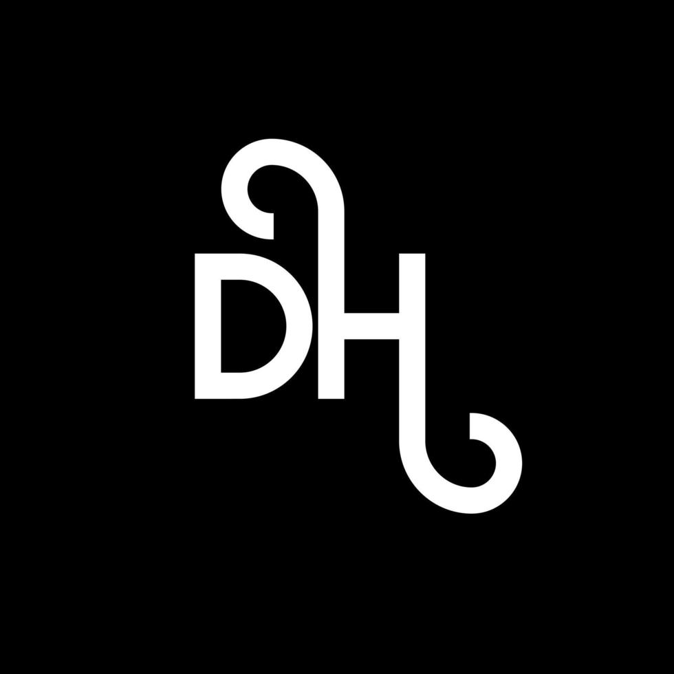 création de logo de lettre dh sur fond noir. dh concept de logo de lettre initiales créatives. conception de lettre dh. dh conception de lettre blanche sur fond noir. dh, dh logo vecteur