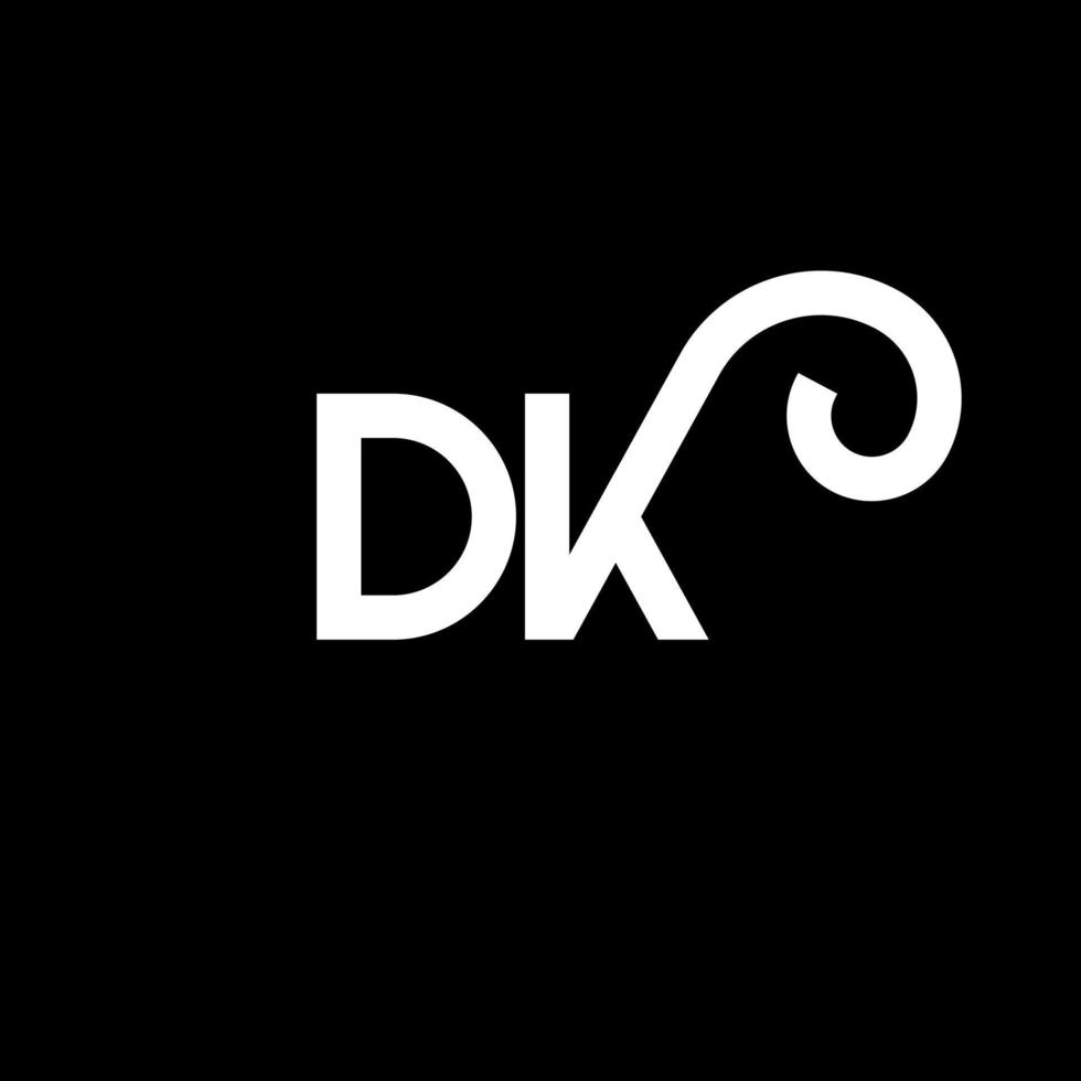 création de logo de lettre dk sur fond noir. concept de logo de lettre initiales créatives dk. conception de lettre dk. dk conception de lettre blanche sur fond noir. dk, dk logo vecteur