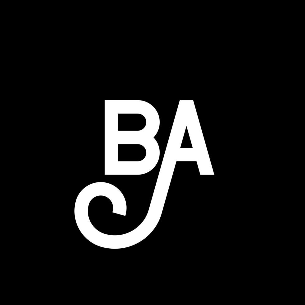 création de logo de lettre ba sur fond noir. concept de logo de lettre initiales créatives ba. conception de lettre ba. ba conception de lettre blanche sur fond noir. ba, ba logo vecteur