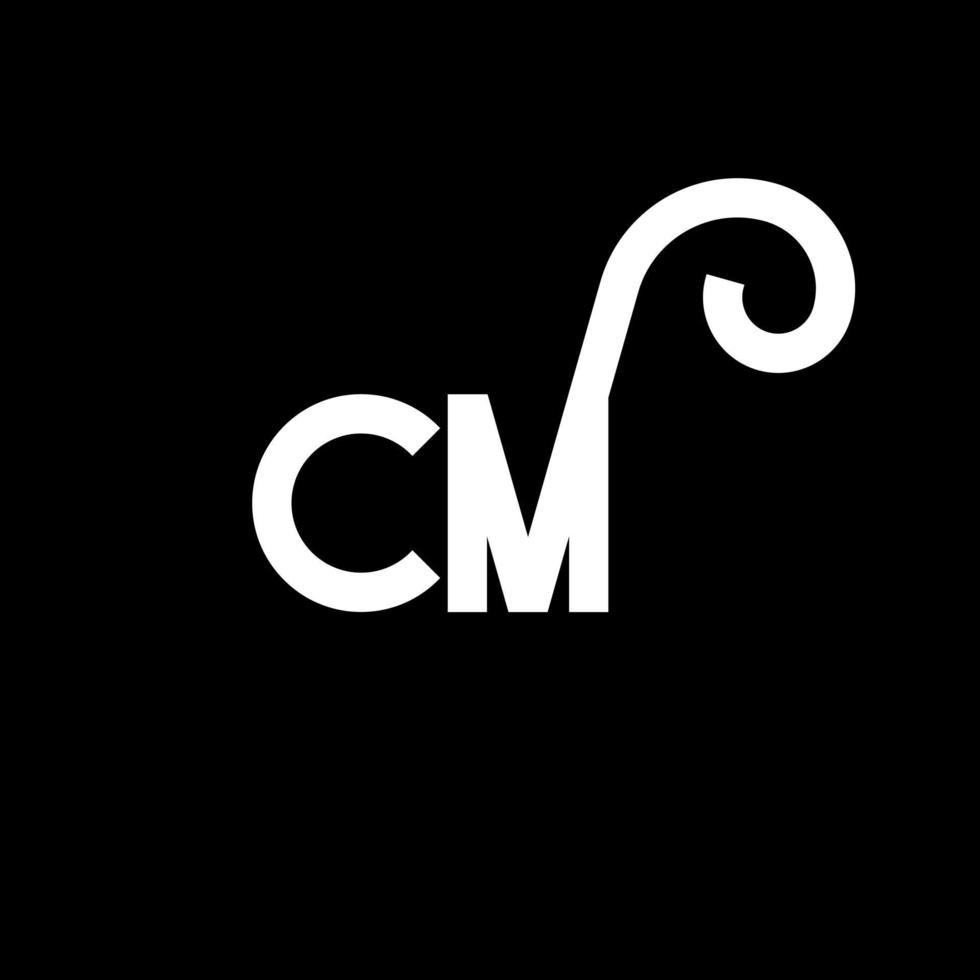 création de logo de lettre cm sur fond noir. cm concept de logo de lettre initiales créatives. conception de lettre cm. cm lettre blanche sur fond noir. cm, logo cm vecteur