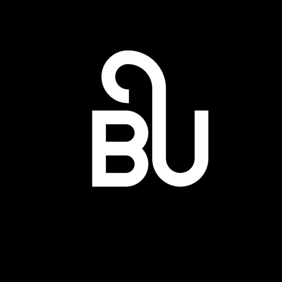 création de logo de lettre bu sur fond noir. bu concept de logo de lettre initiales créatives. conception de lettre bu. b conception de lettre blanche sur fond noir. bu, bu logo vecteur