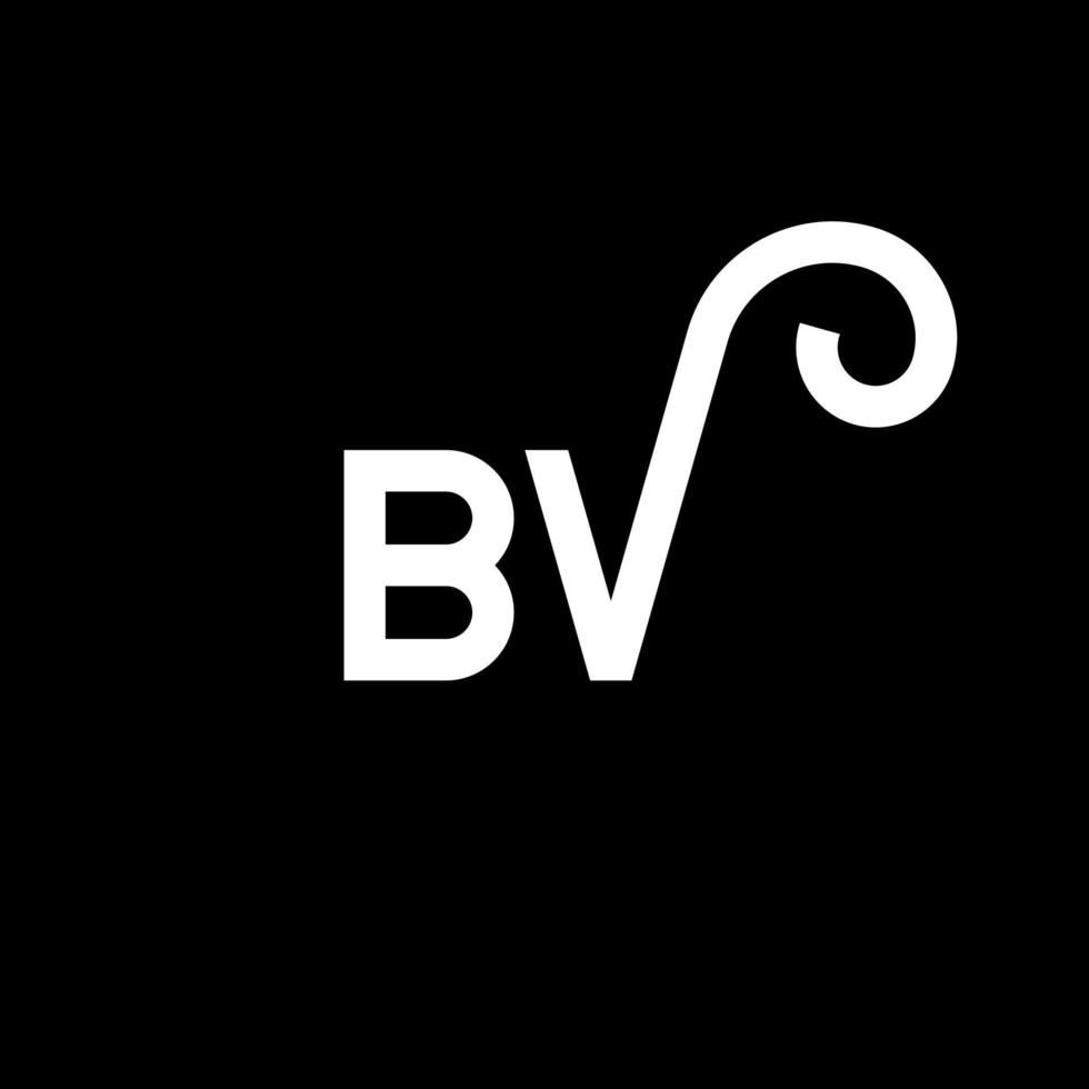 création de logo de lettre bv sur fond noir. bv concept de logo de lettre initiales créatives. conception de lettre bv. bv lettre blanche sur fond noir. bv, logo bv vecteur