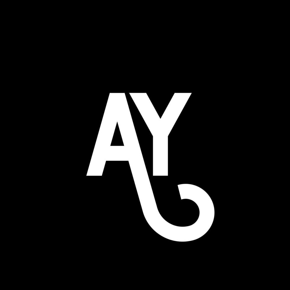 création de logo de lettre ay sur fond noir. ay concept de logo de lettre initiales créatives. ay conception de lettre. ay conception de lettre blanche sur fond noir. oui, oui logo vecteur