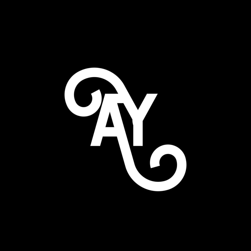 création de logo de lettre ay sur fond noir. ay concept de logo de lettre initiales créatives. ay conception de lettre. ay conception de lettre blanche sur fond noir. oui, oui logo vecteur