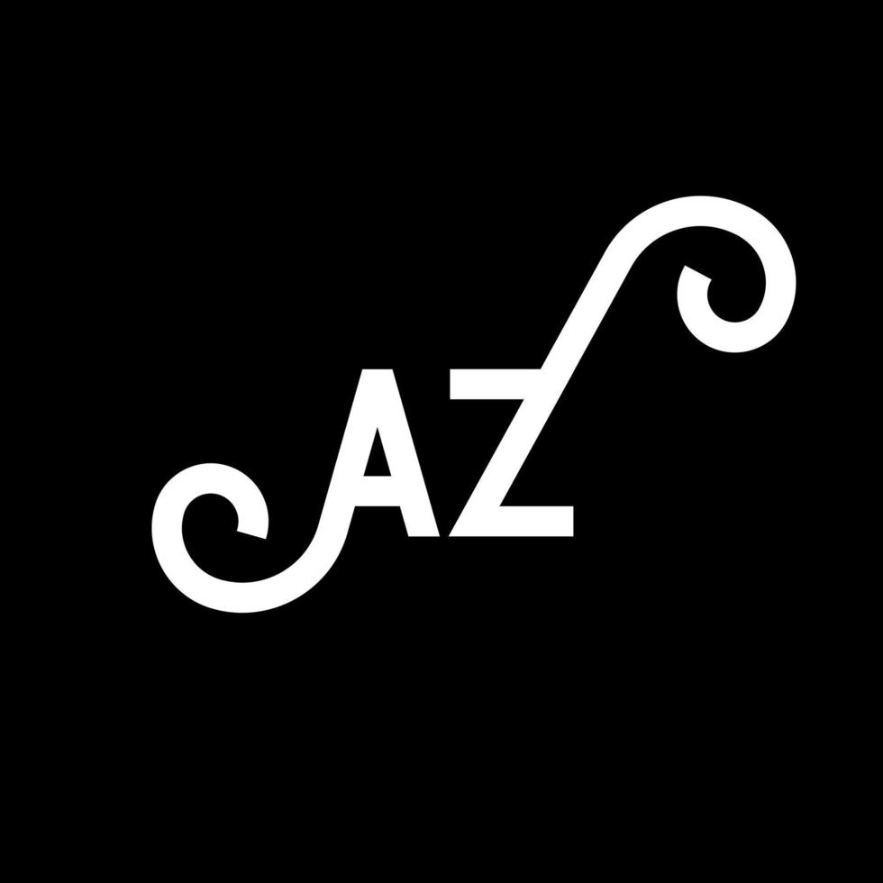 création de logo de lettre az sur fond noir. az concept de logo de lettre initiales créatives. conception de lettre az. az conception de lettre blanche sur fond noir. az, az logo vecteur