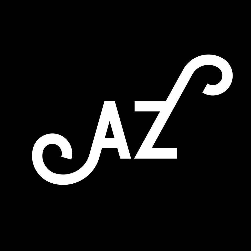 création de logo de lettre az sur fond noir. az concept de logo de lettre initiales créatives. conception de lettre az. az conception de lettre blanche sur fond noir. az, az logo vecteur