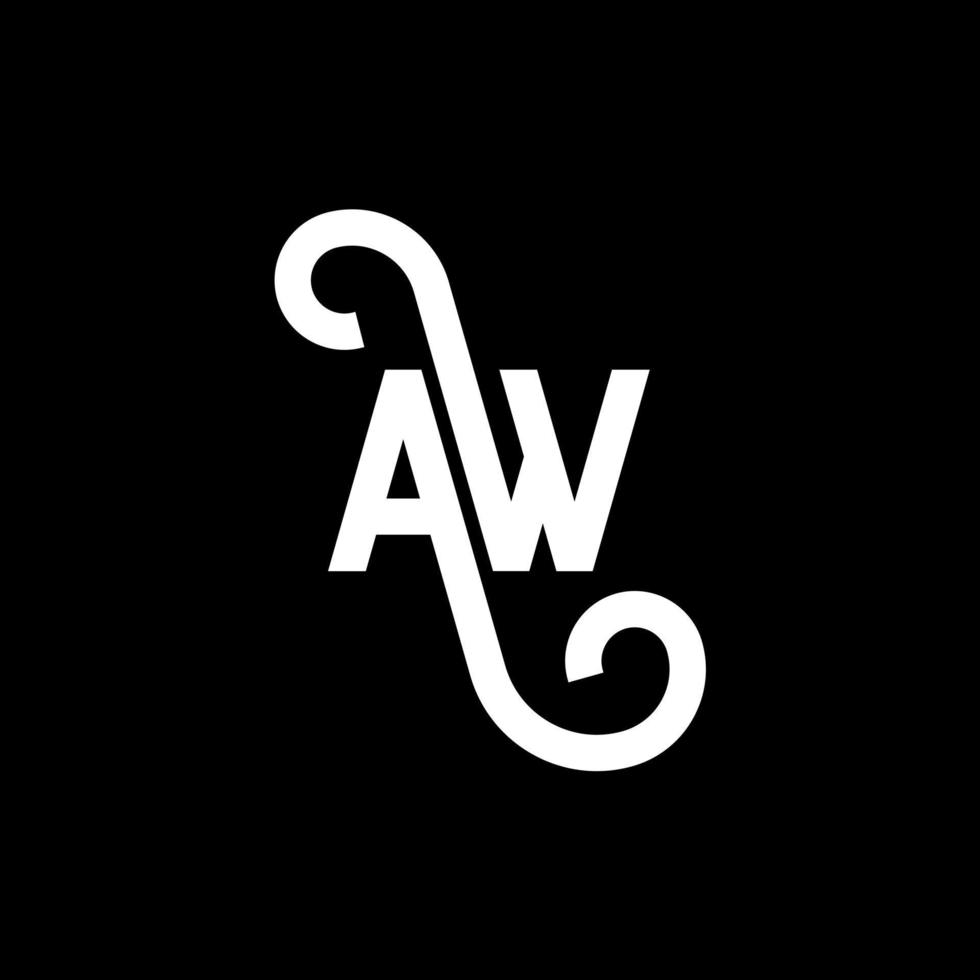 création de logo de lettre aw sur fond noir. aw concept de logo de lettre initiales créatives. conception de lettre aw. aw lettre blanche sur fond noir. ah, ah logo vecteur