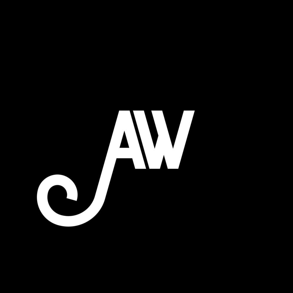 création de logo de lettre aw sur fond noir. aw concept de logo de lettre initiales créatives. conception de lettre aw. aw lettre blanche sur fond noir. ah, ah logo vecteur