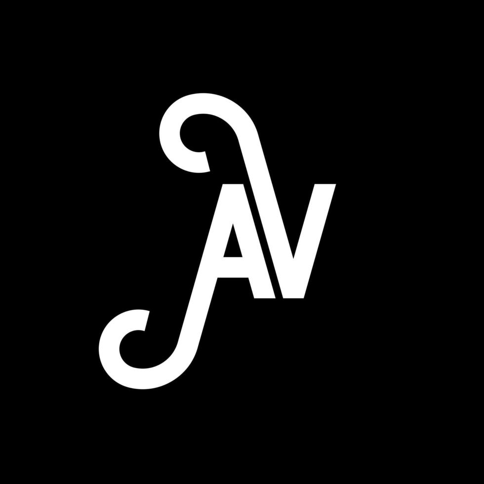 création de logo de lettre av sur fond noir. concept de logo de lettre initiales créatives av. conception de lettre av. conception de lettre blanche av sur fond noir. av, av logo vecteur