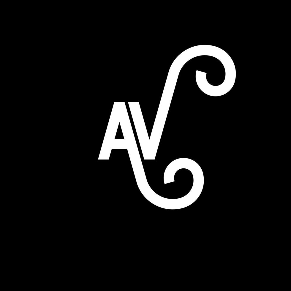 création de logo de lettre av sur fond noir. concept de logo de lettre initiales créatives av. conception de lettre av. conception de lettre blanche av sur fond noir. av, av logo vecteur