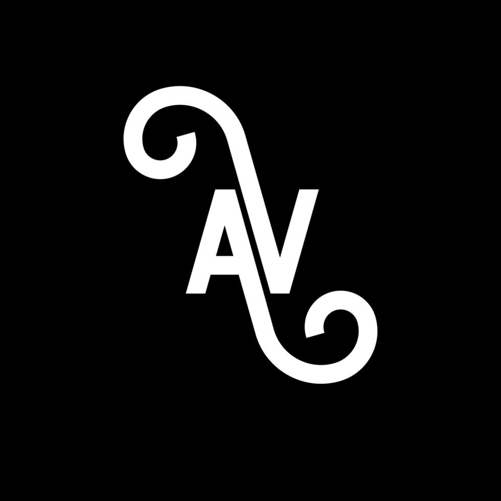 création de logo de lettre av sur fond noir. concept de logo de lettre initiales créatives av. conception de lettre av. conception de lettre blanche av sur fond noir. av, av logo vecteur