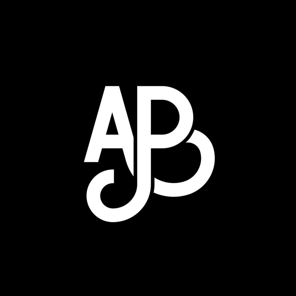 création de logo de lettre ap sur fond noir. ap concept de logo de lettre initiales créatives. conception de lettre ap. ap conception de lettre blanche sur fond noir. ap, ap logo vecteur