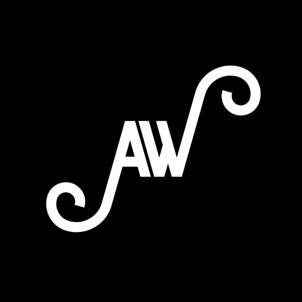 création de logo de lettre aw sur fond noir. aw concept de logo de lettre initiales créatives. conception de lettre aw. aw lettre blanche sur fond noir. ah, ah logo vecteur