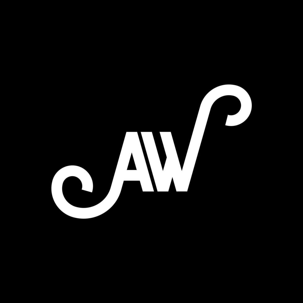 création de logo de lettre aw sur fond noir. aw concept de logo de lettre initiales créatives. conception de lettre aw. aw lettre blanche sur fond noir. ah, ah logo vecteur