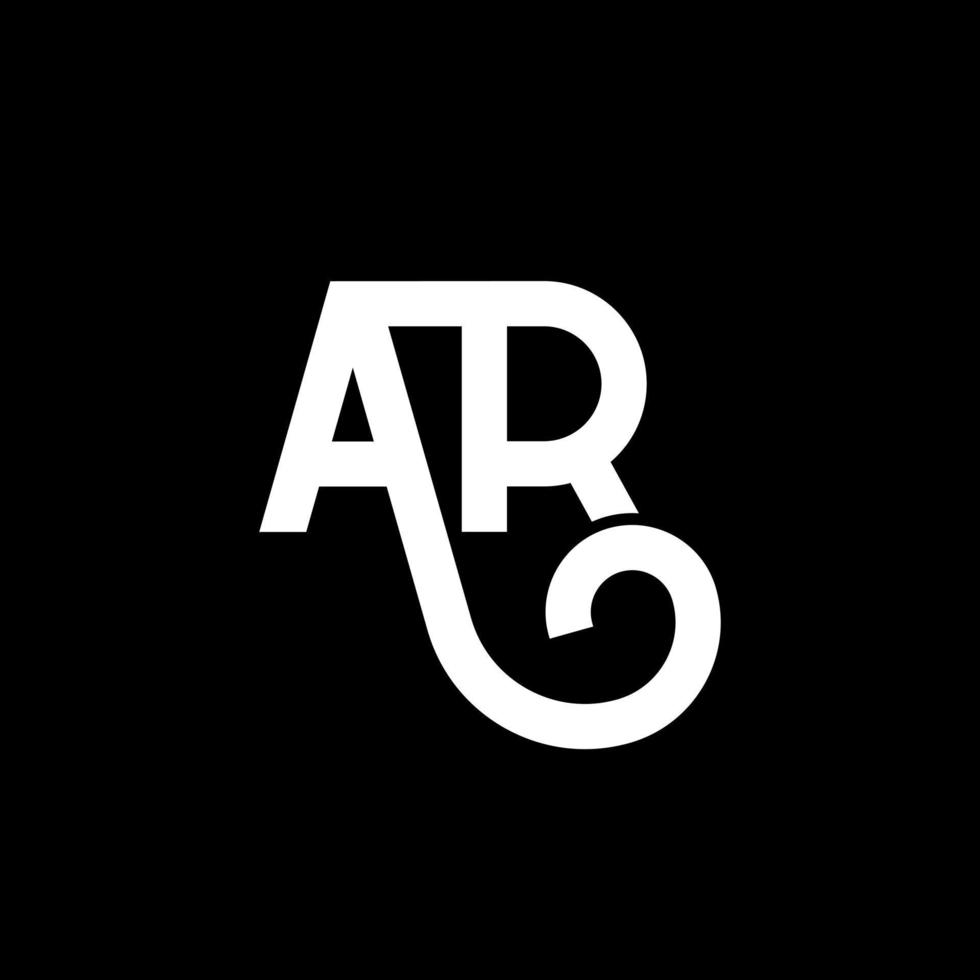 création de logo de lettre ar sur fond noir. ar concept de logo de lettre initiales créatives. conception de lettre ar. ar lettre blanche sur fond noir. ar, ar logo vecteur
