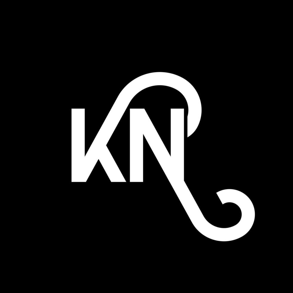 création de logo de lettre kn sur fond noir. concept de logo de lettre initiales créatives kn. conception de lettre kn. conception de lettre blanche kn sur fond noir. kn, kn logo vecteur