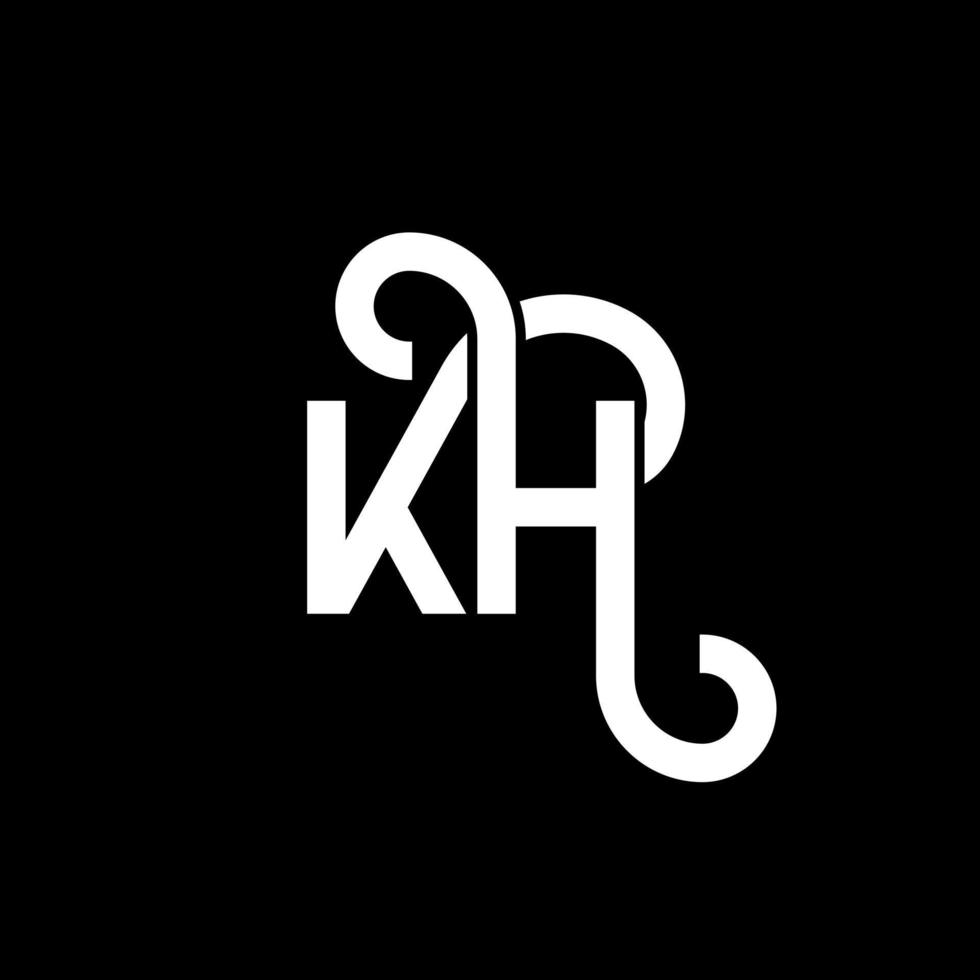 création de logo de lettre kh sur fond noir. concept de logo de lettre initiales créatives kh. conception de lettre kh. conception de lettre blanche kh sur fond noir. logo kh, kh vecteur