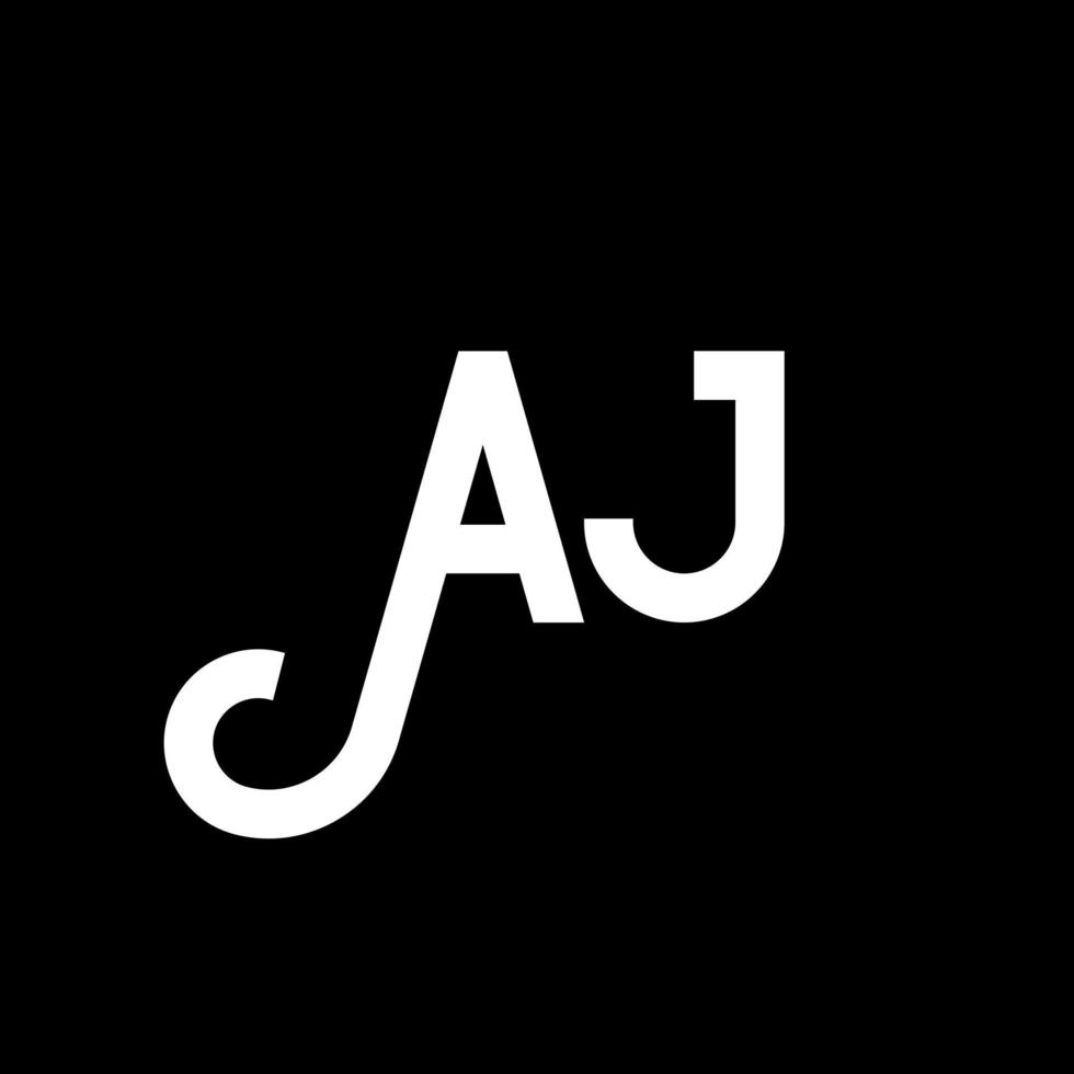 création de logo de lettre aj sur fond noir. aj concept de logo de lettre initiales créatives. conception d'icône aj. aj conception d'icône de lettre blanche sur fond noir. un J vecteur