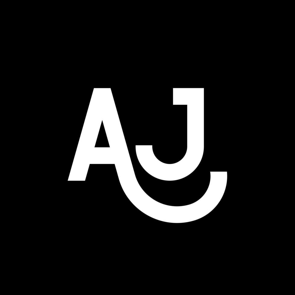 création de logo de lettre aj sur fond noir. aj concept de logo de lettre initiales créatives. conception d'icône aj. aj conception d'icône de lettre blanche sur fond noir. un J vecteur