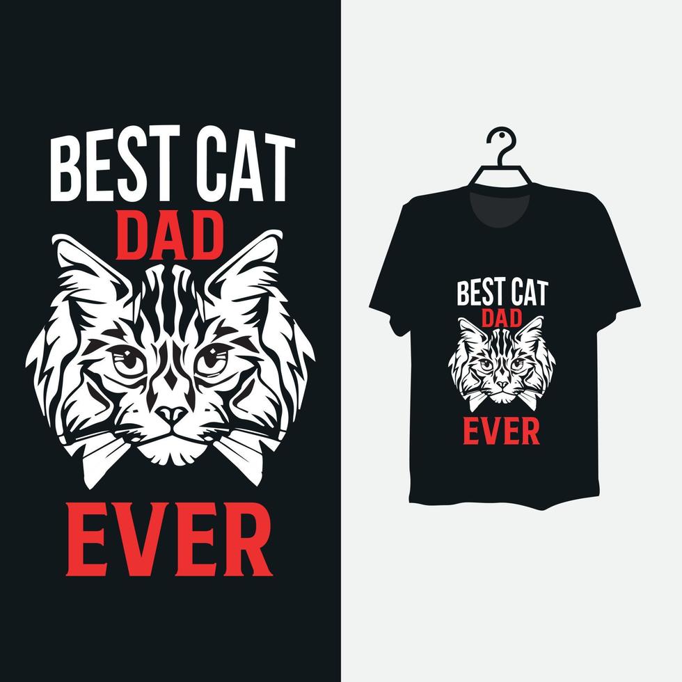 meilleur design de t-shirt papa chat. vecteur