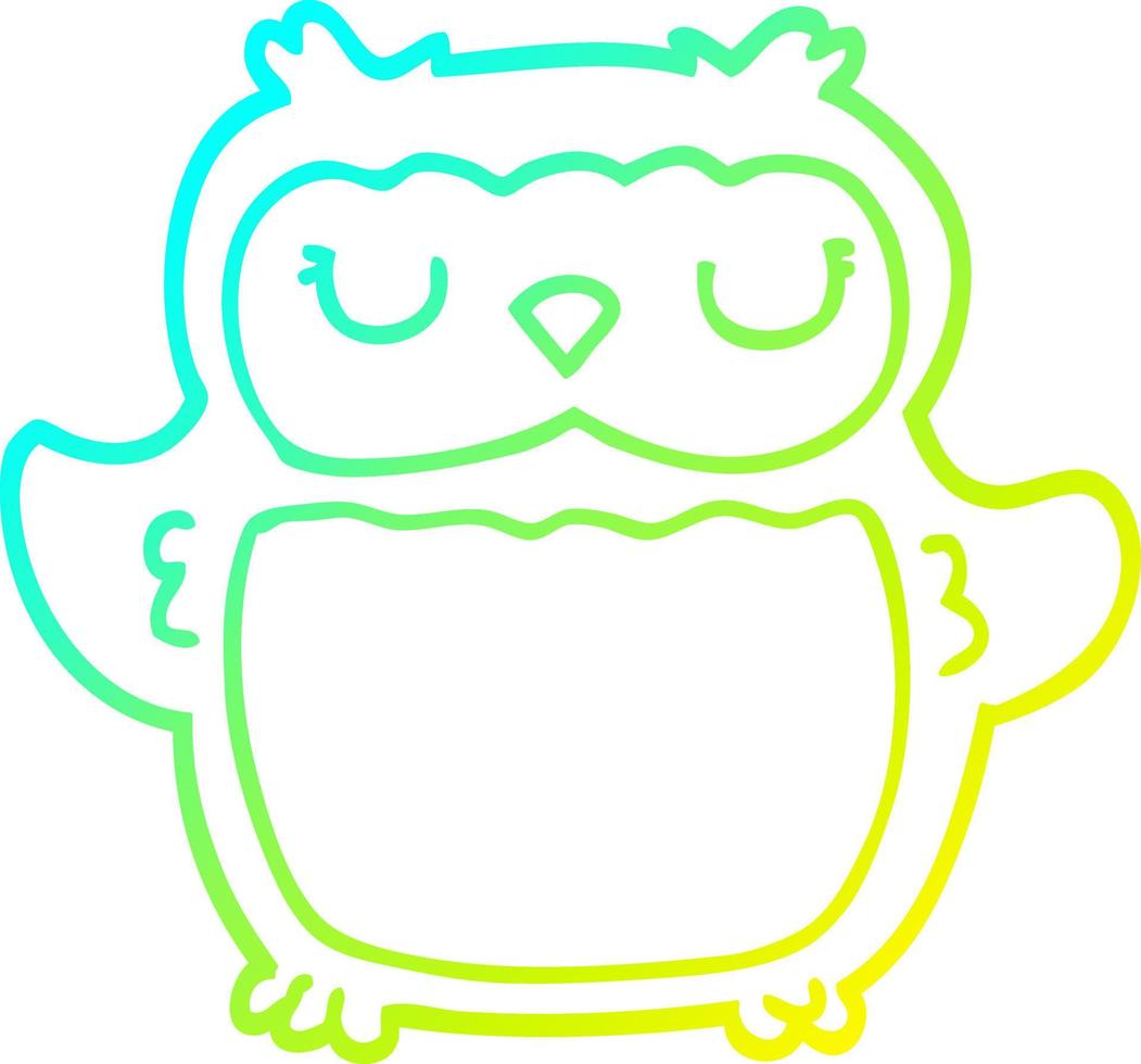 hibou de dessin animé de dessin de ligne de gradient froid vecteur