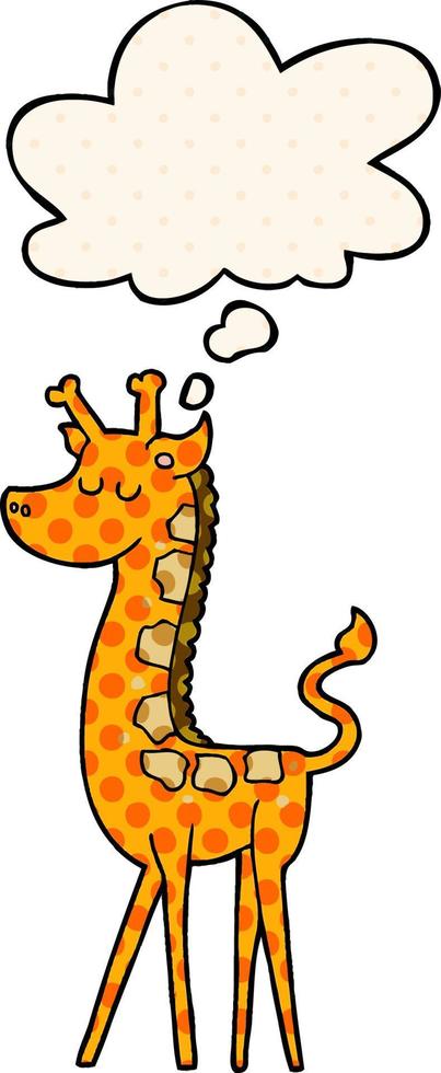 dessin animé girafe et bulle de pensée dans le style de la bande dessinée vecteur