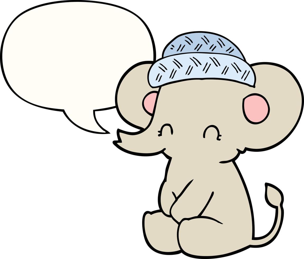 dessin animé mignon éléphant et bulle de dialogue vecteur