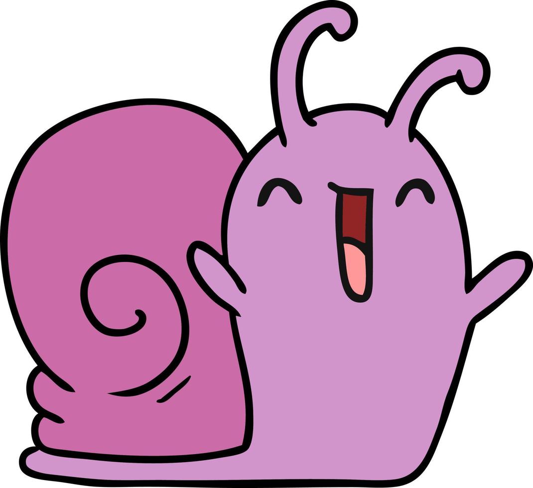 dessin animé kawaii heureux escargot mignon vecteur