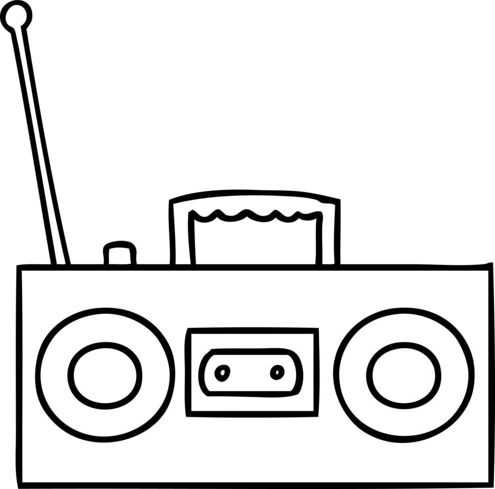 dessin au trait doodle d'un lecteur de cassettes rétro vecteur