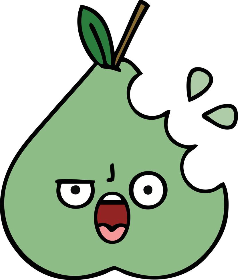 poire verte de dessin animé mignon vecteur