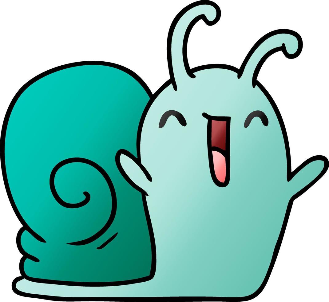 escargot mignon heureux de dessin animé dégradé kawaii vecteur