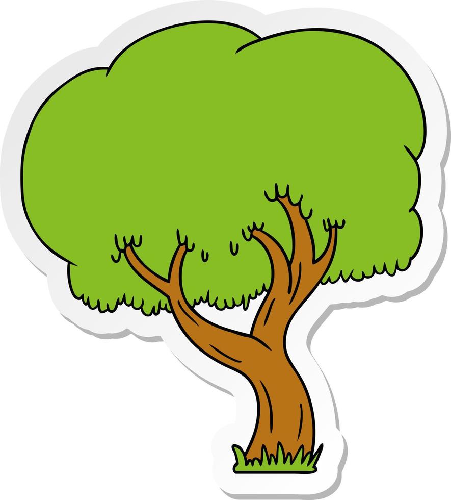 autocollant dessin animé doodle d'un arbre d'été vecteur