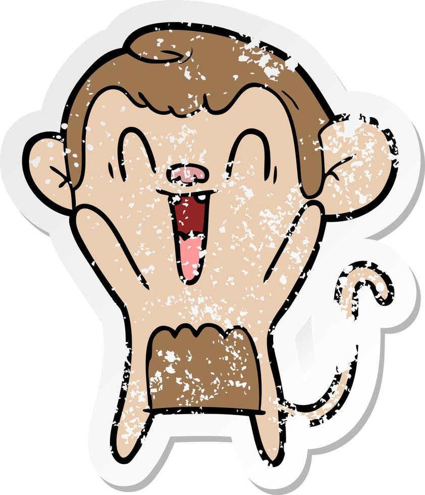 autocollant en détresse d'un singe riant de dessin animé vecteur