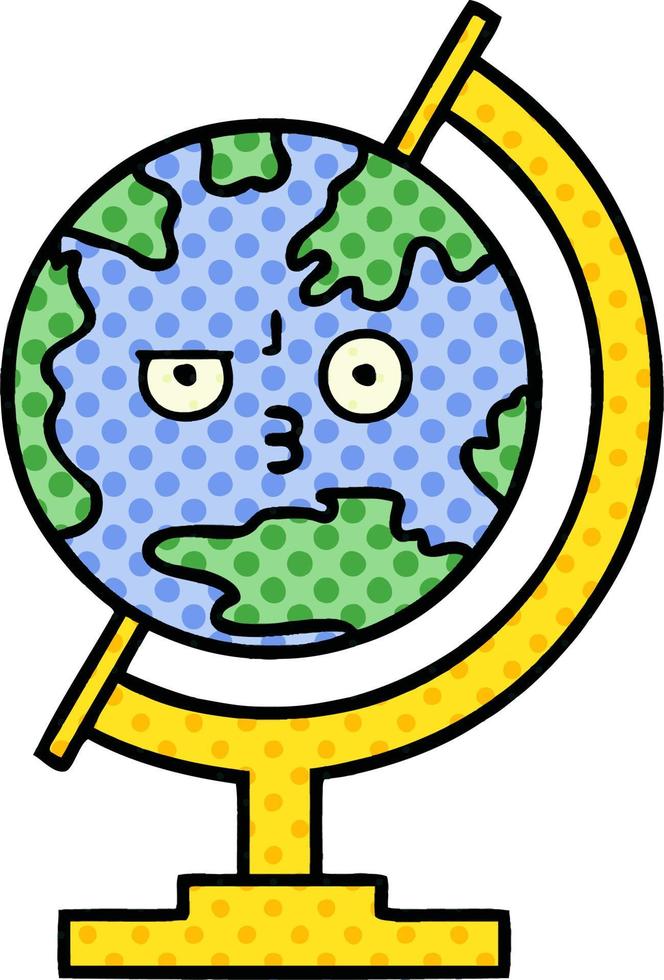 globe de dessin animé de style bande dessinée du monde vecteur