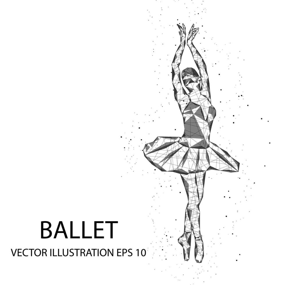 silhouette ballerine fille danseuse illustration abstraite du modèle polygone triangle low poly design, vecteur eps 10.