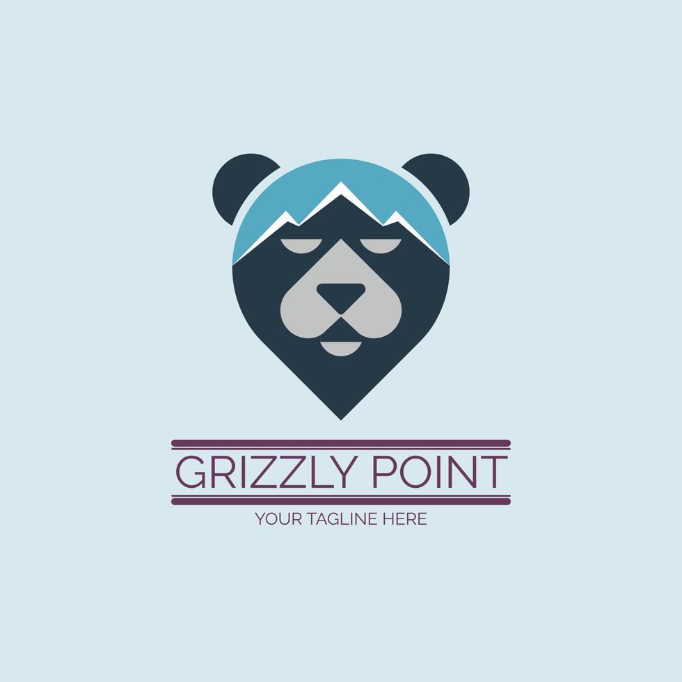 conception de modèle de logo de montagne de carte de point grizzly pour la marque ou l'entreprise et autre vecteur