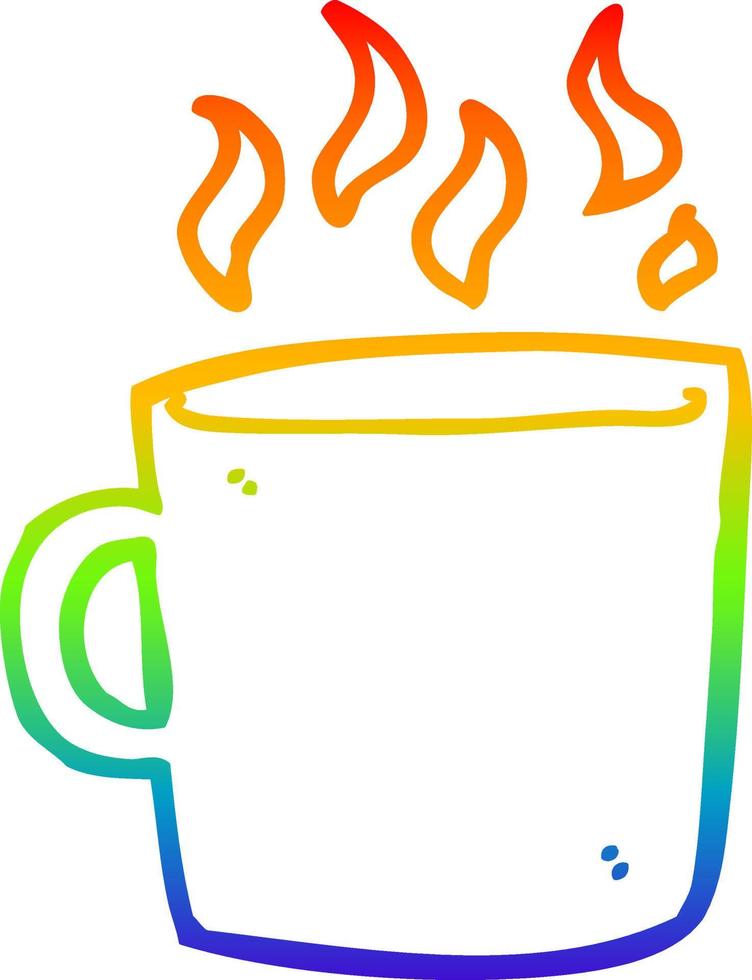 arc en ciel gradient ligne dessin dessin animé tasse de café chaud vecteur