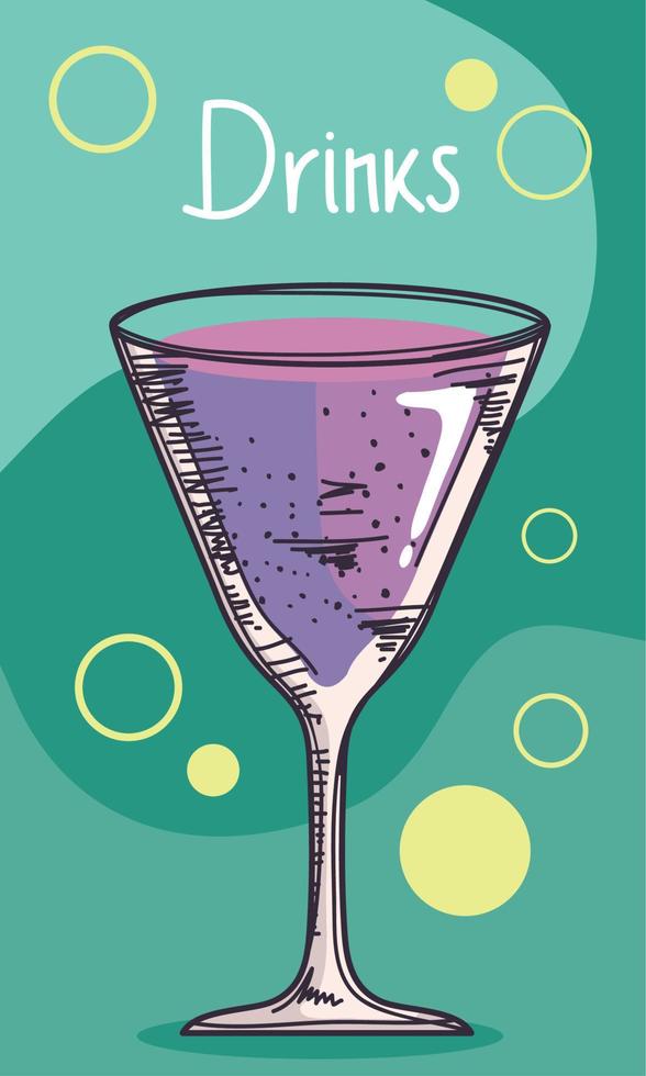 boissons lettrage avec cocktail vecteur