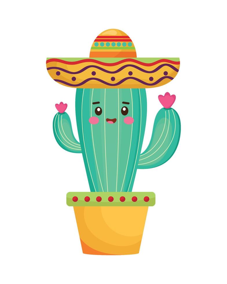 cactus avec chapeau mexicain vecteur